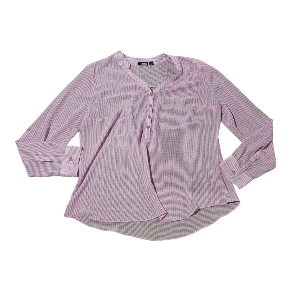 A.N.A. A New Approach Large Pink and White Sheer Long Sleeve Shirt